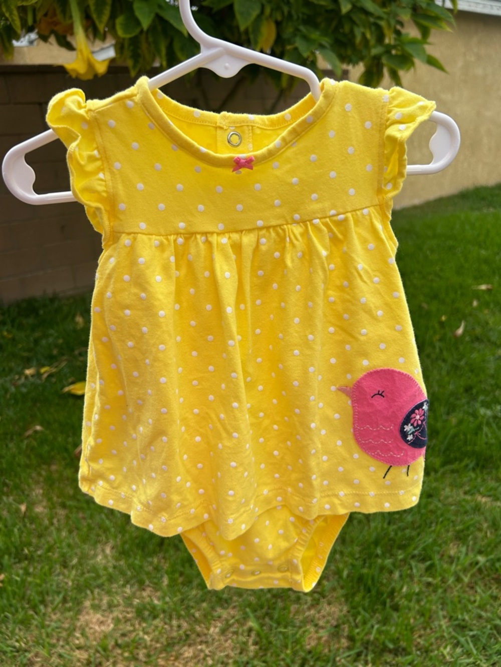 Simple Joys Yellow Polka Dot Baby Romper with White Dots